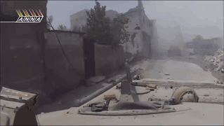 celer-et-audax:  A Syrian Armoured Column of MBTs and IFVs as they drop troops near