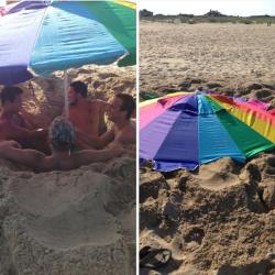 onesliceofthot:  thefairywzard: bury your gays four bros, chillin in a sandpit, one foot apart cause they’re all gay 