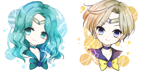 generouslyuranus:  Art By:   羽月  Sweets and chibi - Sailor Uranus & Sailor Neptune