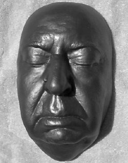 blondebrainpower: Alfred Hitchcock’s death mask.  The master of suspense in all his eeriness, would have looked great on the walls of Bates Motel.    Born 13 August 1899 – Died 29 April 1980   