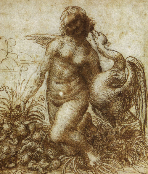 Study for the Kneeling Leda, 1506, Leonardo Da VinciMedium: ink,paper