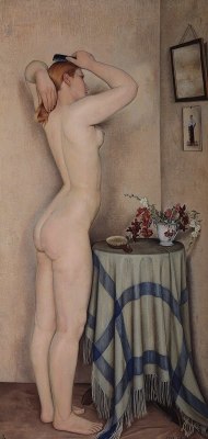 the-paintrist:  guia-laberinto:  François Barraud - Sin título/nude standing and combing her hair.,   François Barraud (14 November 1899 – 11 September 1934) was a Swiss painter 