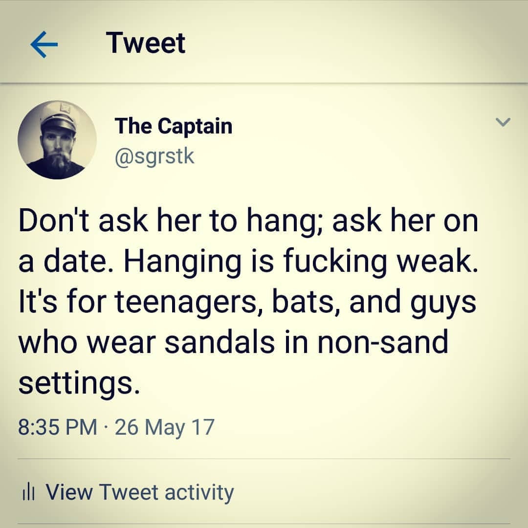 ginnabelle:  onelostdarkangel:  Man up.  A date.. what a concept!