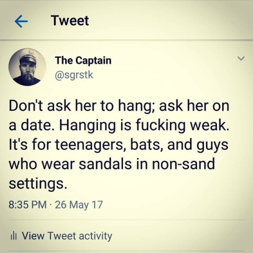 ginnabelle:  onelostdarkangel:  Man up.  A date.. what a concept!