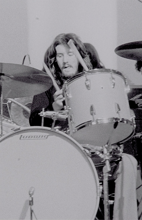 John Bonham photographed by Tapani Talo during a rehearsal before the concert in Helsinki, Finland o