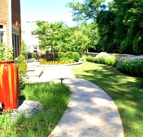 Traditional LandscapeSummertime Photo Of A Medium-sized, Traditional, Full-sun Backyard With Stone Landscaping.