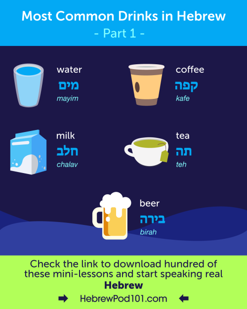 hebrewpod101: Most Common DRINKS in #Hebrew! What’s your favorite? P.S. Learn Hebrew with the best F