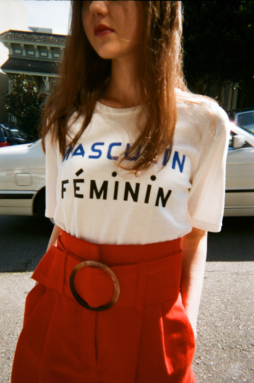 CLARE V | Masculin/Feminin Tee - White/Blk/Cobalt via LISASAYSGAH