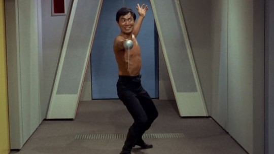 plain-flavoured-english:septicstank:trunksette:drmccoynextdoor: idiot-riker:  thinking abt that episode of TOS where Sulu finds a gun on the ground and is like “sweet” and just takes it   what’s better is that this planet was supposed to manifest