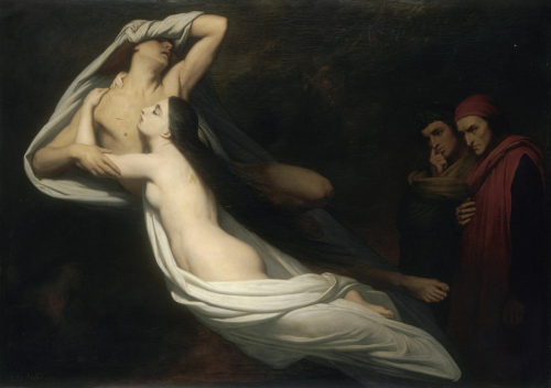 Ary Scheffer [Dutch-French. 1795 - 1858]Francesca da Rimini and Paolo Malatesta Appraised by Dante a