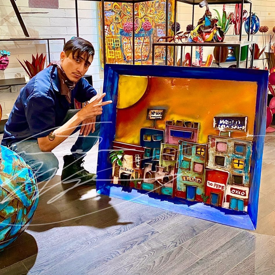 Sold! So glad this piece “Calles De Tijuana” is going to a good home! #omarwysonggallery #topangapatina #topangapatinaart #sculpture #omarwysong #wallart #metalwallart #wallsculpture #metalwork #abstractart #painting #lovewhatido #artgallery #gallery...