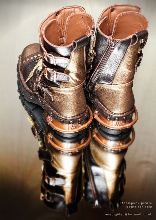 mooseolini:
“emporioefikz:
“ Steampunk skypirate boots
”
Never in my life have i wanted shoes more.
”