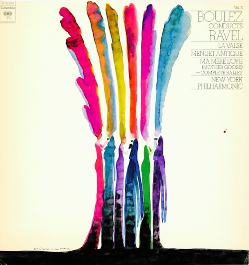 Cliff Condak, album artwork for Boulez Conducts Ravel, 1975. Columbia Records. Source