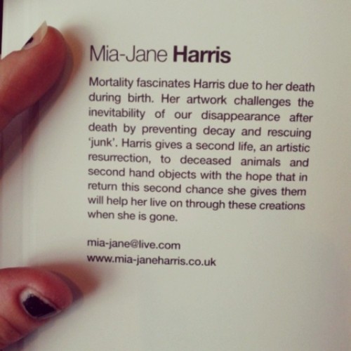 My artists statement in the UEL Degree Show catalogue :) #UELFA14 (at University of East London)