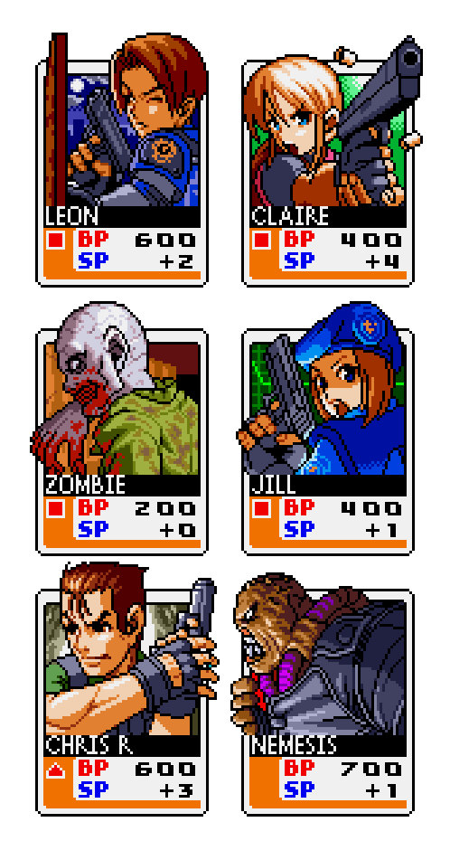 vgjunk:  Resident Evil art from SvC: Card Fighters’ Clash 2, Neo Geo Pocket Color.