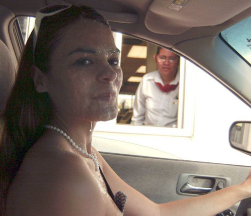 bboy1987209: melbournedominant: Placing an order at McDonald’s drive-thru with cum on her face