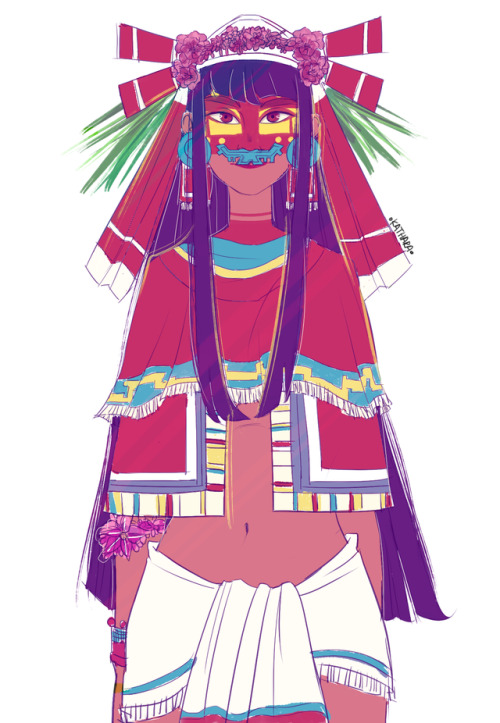 Concept for aztec goddess Xochiquetzal for my story, Copal 