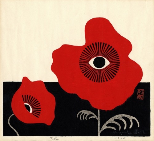 alpha-venus:Kiyoshi Saito, Red Poppies, 1948