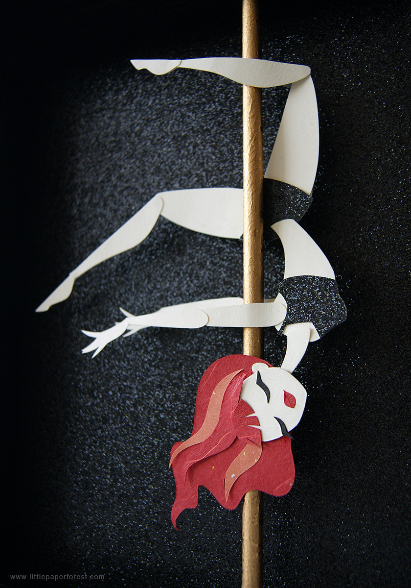 littlepaperforest:  A little series of pole dancing ladies for a Pole Fitness Studio