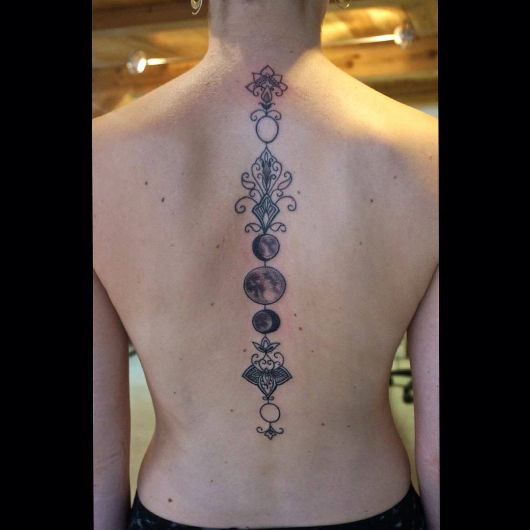 Solar system tattoo on spine  Tattoo contest  99designs