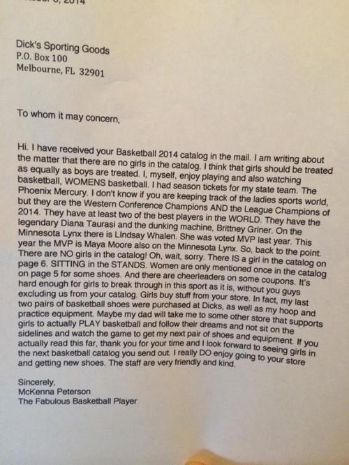 shouldnt:  McKenna Peterson, 12, writes an open letter to Dick’s Sporting Goods