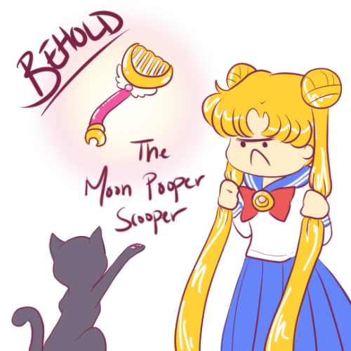 mochibuni:Sailor Moon Ep. ??? - Luna’s Magic? The Moon Pooper Scooper!Psst, I’m accepting commission