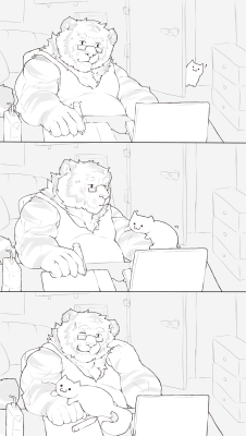 ralphthefeline:  Today is Tuesday so here is the weekly Ralph comic strip. Gotta say, cats are the biggest obstacle to productivity. Of course they are adorable nonetheless~ Sure I can move him away but he is just too adorb &lt;X3 