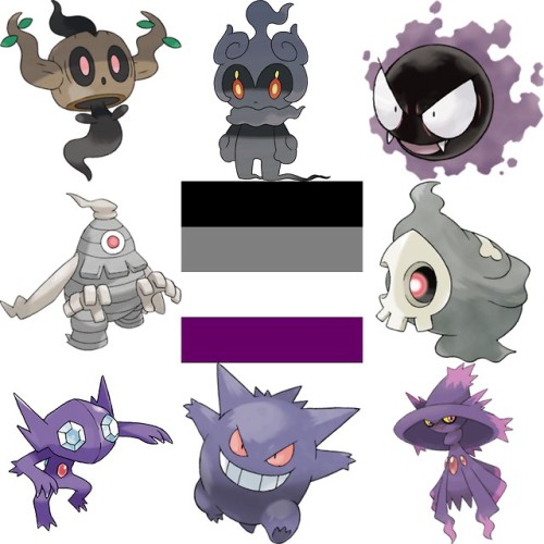 Asexual with ghost type pokemon moodboard for anon-mod mylo