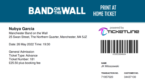 Nubya Garcia @ Band On The Wall, Manchester 26/5/2022