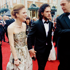 roselesliesource:  Rose Leslie &amp; Kit Harington at the Olivier Awards in London (April 3rd) sources : x x x x x x x x  