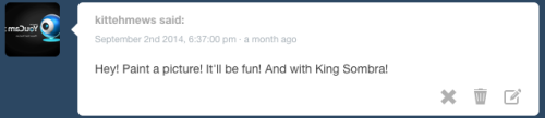 askbubblepop:  BubblePop: ‘Scuse me mister, I think were supposed to paint the apple. Featuring :ask-king-sombra  x3!