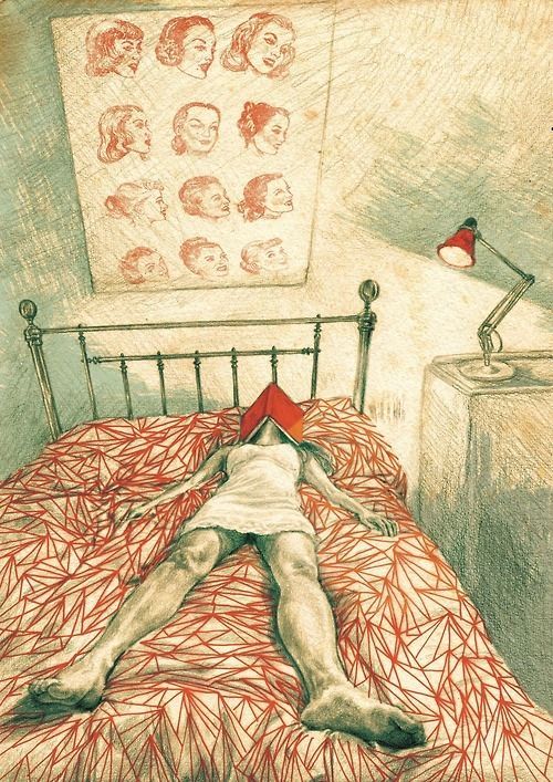 and-her-insatiable-curtiosity:  1000drawings:  by Jennifer Dionisio  I expect that lamp to pounce an