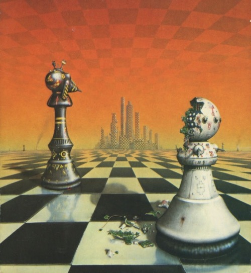70sscifiart:  Uncredited 1983 cover art to Chessboard