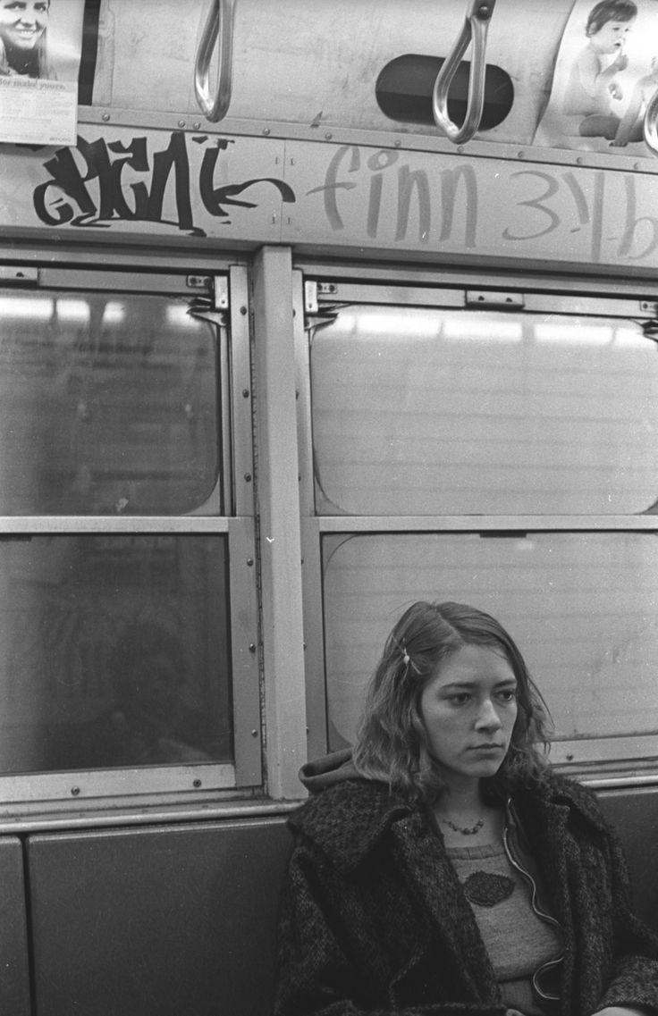 A young Kim Gordon on the NYC subway, 1970s.