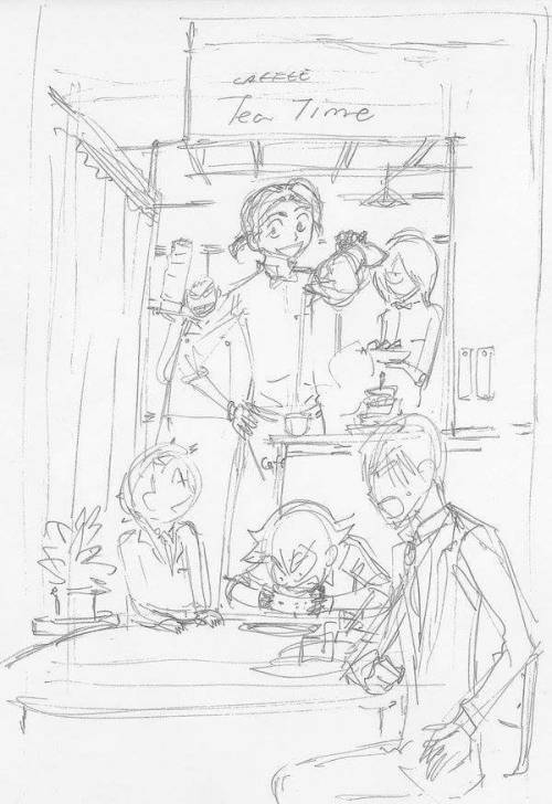 Houkago Pedal 4, is going to be released on May 6th! This rough sketch for the cover is drawn by Wat