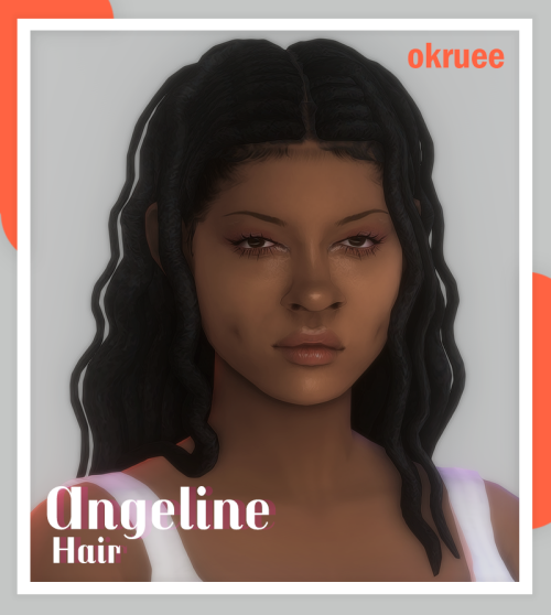 okruee:angeline hairthis is my first hair i’ve meshed completely from scratch!!!!! :)info:- both fra