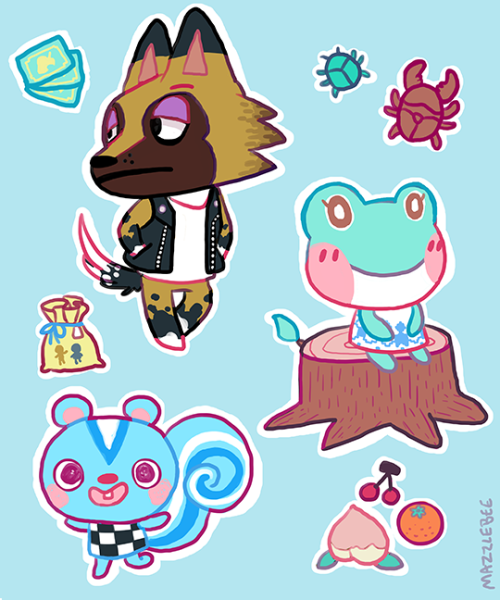 mazzlebee:some super quick ACPC doodles before bed to unwind GOSH I LOVE ANIMAL CROSSING 
