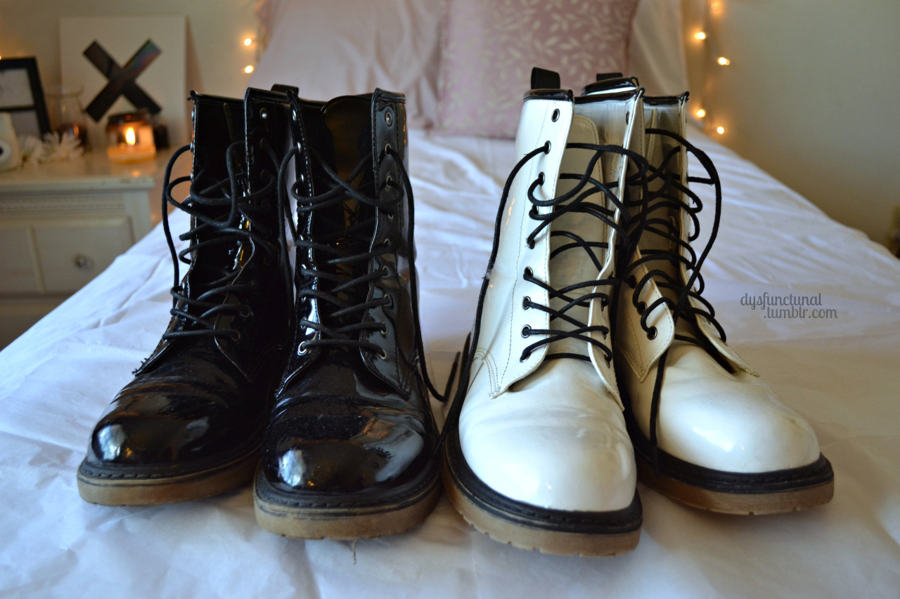 dysfunctunal:  two of my favorite boots, i got these for like $15 when gojane had