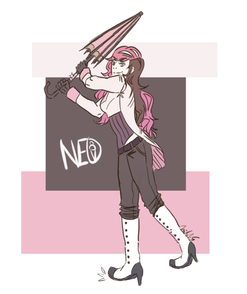 tainosha:  RWBY June Art Challenge - Day 1: Favorite Character↳ Neo PolitanShe is beauty she is grace like wow can she kick me in the face