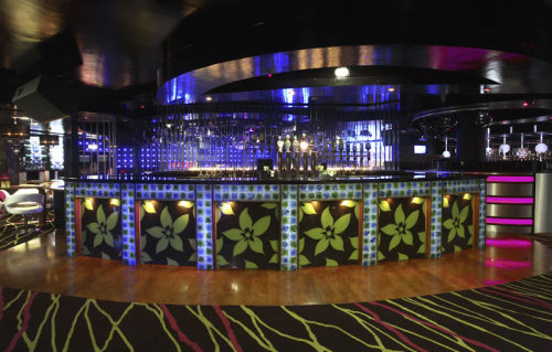 Bespoke fused glass tiles for a bar front in Earth nightclub, Ireland. www.rdwglass.com