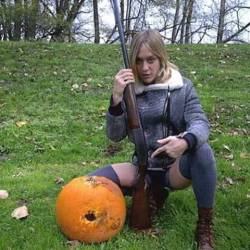 a-little-big:I know shes just shot it but this just makes me think shes telling me i have to fuck the pumpkin or else she’ll shoot me