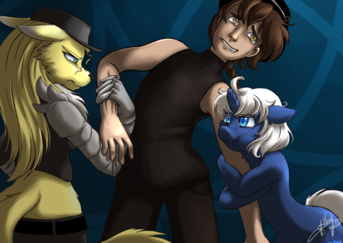 ask-poison-joke: ask-human-in-ponyville:  ask-poison-joke: Lapiz :  I.. I wanted to take a picture with Ash but..this scary wife came… but he is miiiine …. >.< Nichole and Sapphire waiting to see who will win the tug of war.  Mod : always better