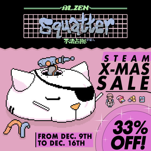 Just a reminder that Alien Squatter is 33% of on Steam this week. If you’re interested in getting it