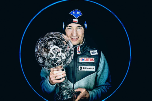 sashosasho:Overall World Cup Winner Kamil Stoch of Poland poses with the Big Crystal Globe during 