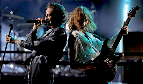 Måneskin rehearsal onstage for the 2021 American Music Awards at Microsoft Theater on November