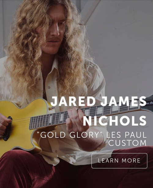 The Jared James Nichols “Gold Glory” Les Paul Custom is a new take on the Black-finished
