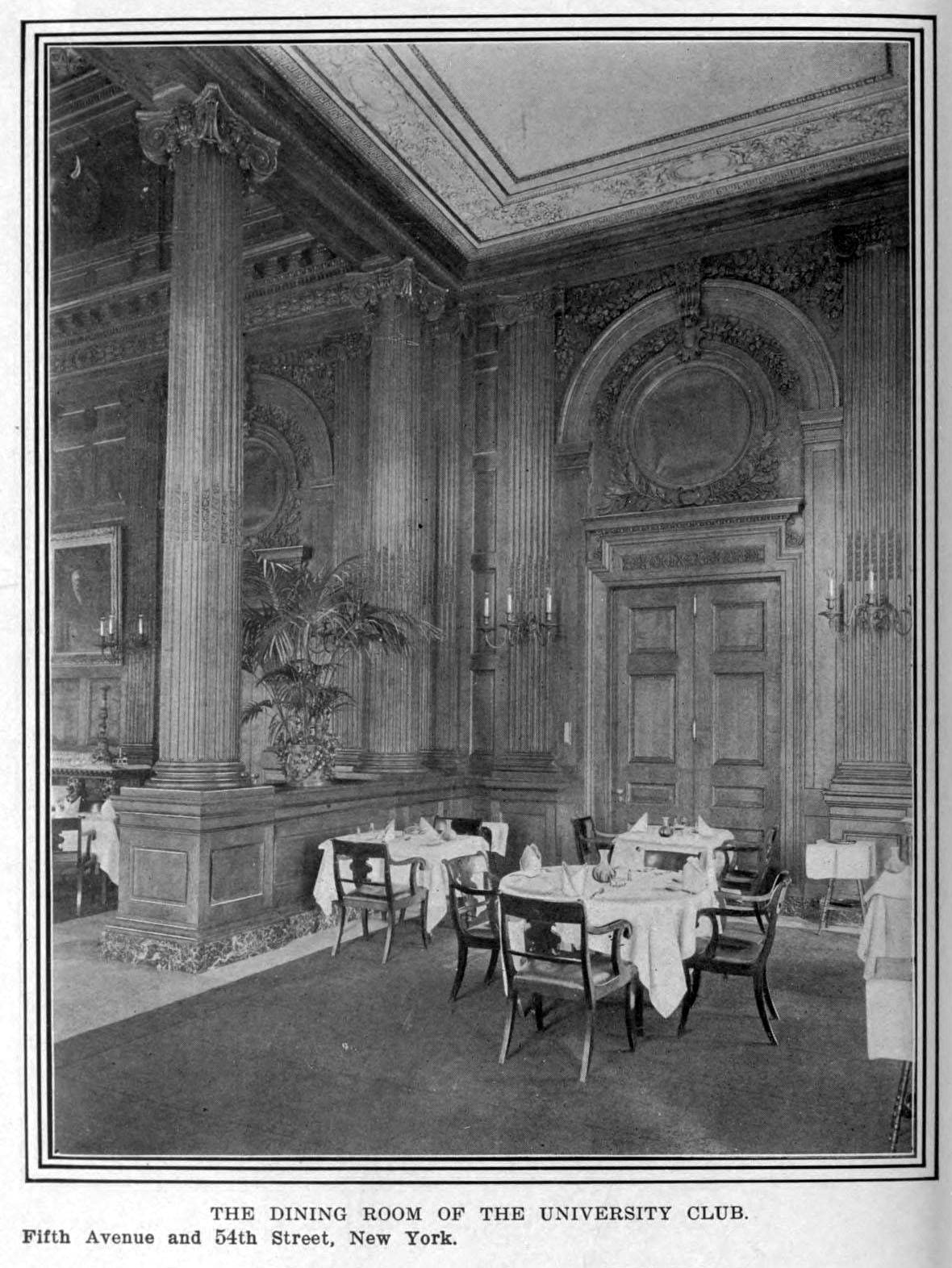 Inside the Dining Room of the University Club, New York City