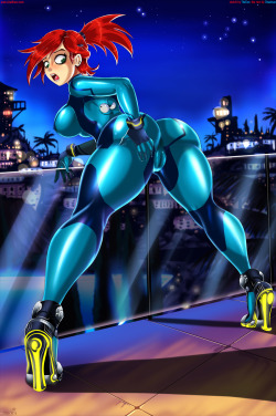 shadbase:  shadbase:Bloo Suit FrankieLittle spinoff pinup of the BLoo Panties comic up on Shadbase.I added the full versions, including TheCons original ZeroSuitFox sketch. I changed it to Frankie to fit her to the Shadbase theme, and cause ZeroSuit Fox