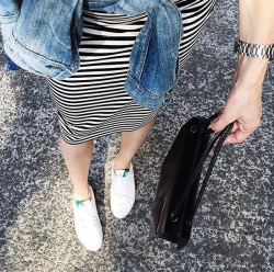 classy-lovely:  Stripe dress» Flats»  