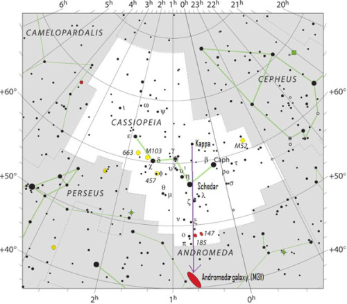 “Tonight, if you have dark sky, try star-hopping to the Andromeda galaxy from the constellation Cassiopeia the Queen. If your sky is truly dark, you might even spot this hazy patch of light with no optical aid, as the ancient stargazers did before...